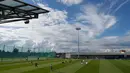 Suasana latihan timnas Prancis di Glebovets, Rusia, (7/7). Prancis akan bertanding melewan Belgia pada babak semifinal Piala Dunia 2018. (AP Photo / David Vincent)