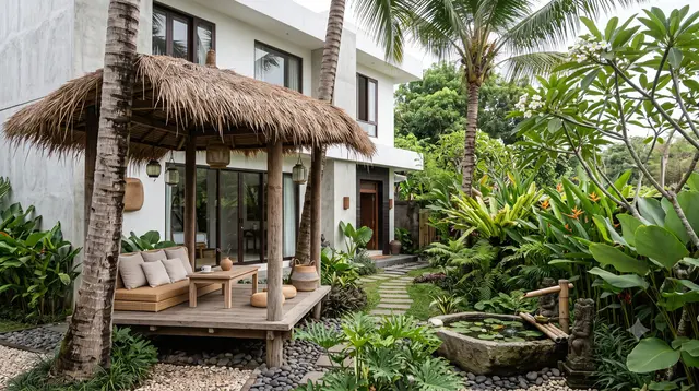 8 Inspirasi Halaman Depan Bergaya Resort Bali, Bikin Rumah Serasa Villa