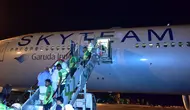 Sebanyak 15 kloter penerbangan jemaah haji sudah berangkat dari Bandara Internasional Minangkabau. Penerbangan ini dilayani oleh Garuda Indonesia. (Dok Kemenhub)