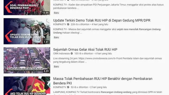Gambar Tangkapan Layar Penelusuran dengan Situs Berbagi Video YouTube