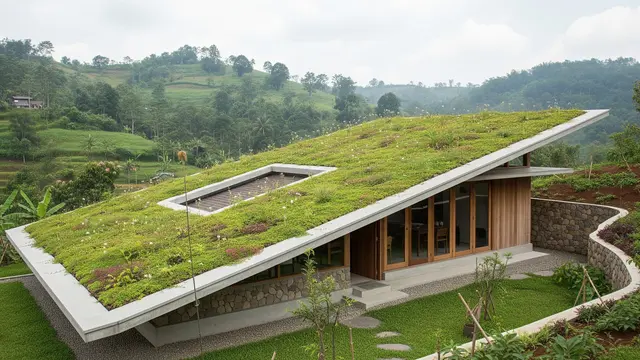 Model Rumah Desa dengan Atap Miring Satu Arah
