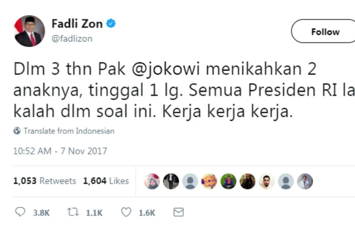 Komentar Super Nyinyir Fadli Zon ke Jokowi, Warganet: Keterlaluan