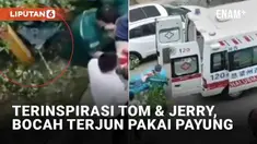 Selalu dampingi anak anda di manapun berada, termasuk saat menonton. Seorang bocah 4 tahun di Hunan, China terjun dari lantai 26. Ia lompat dengan menggunakan payung, terinspirasi kartun Tom & Jerry.