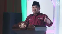 Menkominfo, Rudiantara memberikan sambutan pada peluncuran aplikasi NU Mobile di Jakarta, Jumat (17/11). PBNU meluncurkan aplikasi mobile NU, Televisi NU Channel Data Center hingga mobil halal investigasi. (Liputan6.com/Herman Zakharia)