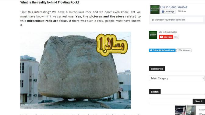 [Cek Fakta] Sebuah Batu Besar Bisa Melayang di Arab Saudi, Benarkah?