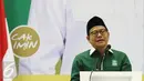 Ketum PKB Muhaimin Iskandar (Cak Imin) memberi sambutan saat Pembukaan Rapat Koordinasi Nasional (Rakornas) LPP DPP PKB di Kantor DPP PKB, Jakarta, Sabtu (29/4). Rakornas tersebut di hadiri  seluruh DPP PKB  se-Indonesia. (Liputan6.com/Angga Yuniar)