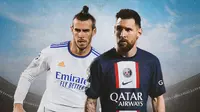Ilustrasi - Gareth Bale Real Madrid dan Lionel Messi PSG (Bola.com/Adreanus Titus)