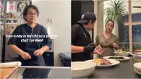 Potret chef Arre Prianto saat siapkan hidangan untuk keluarga Nikita Willy. (sumber: TikTok/arreprianto21)