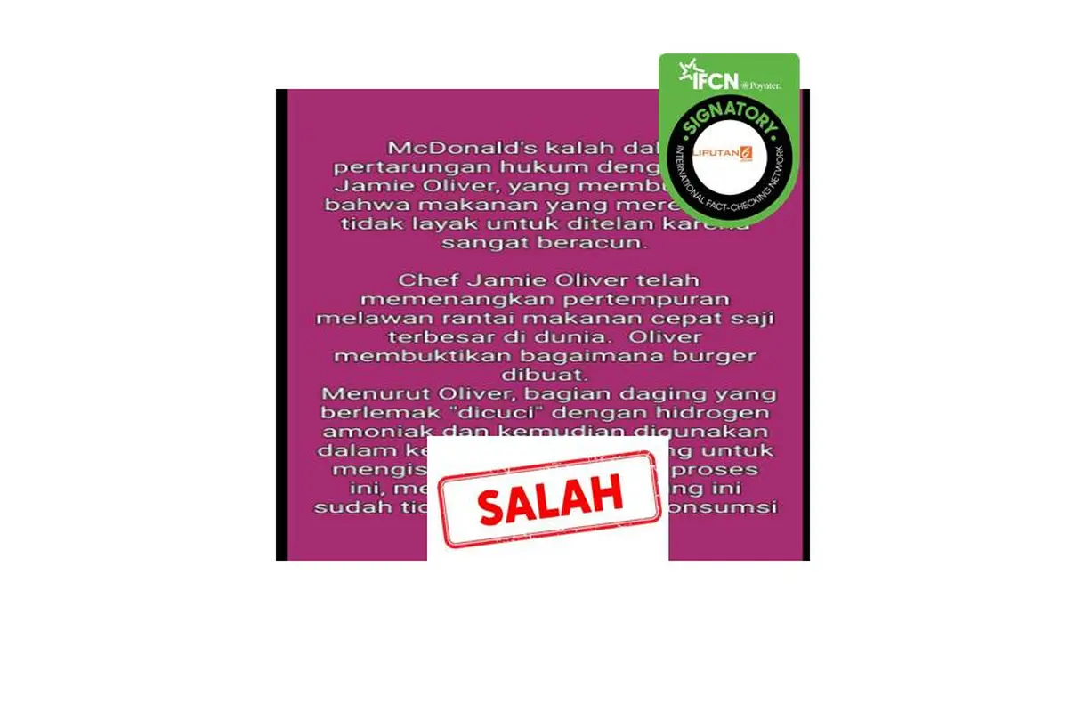 Cek Fakta daging Mcdonald's beracun