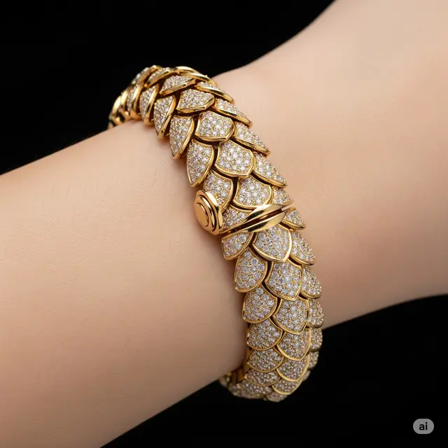 Model Gelang Emas Sisik Naga Terbaru. Foto: Gemini