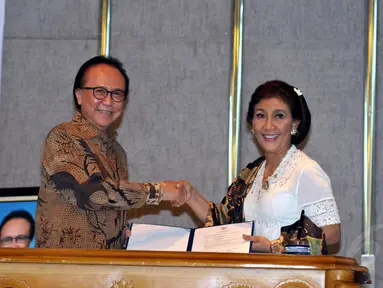 Serah terima jabatan Menteri Perikanan dan Kelautan berlangsung di Jakarta, Rabu (29/10/2014). (Liputan6.com/Panji Diksana)
