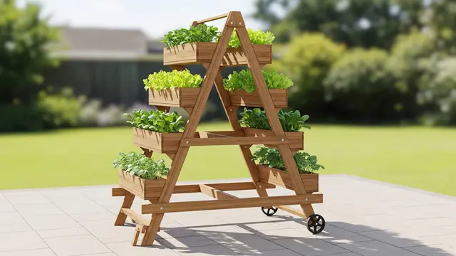 Desain Kebun Mini Portable dengan Rak Roda