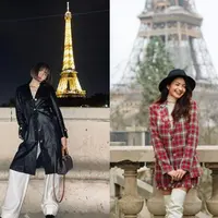 Jisoo BLACKPINK tampil feminin mengenakan checkered blazer set. [Instagram/sooya]