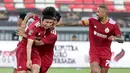 Pemain Persija Jakarta, Arylansyah Abdulmanan, melakukan selebrasi usai mencetak gol kedua timnya ke gawang Arema FC pada laga perebutan peringkat ketiga Piala Presiden 2026 di Stadion Kapten I Wayan Dipta, Gianyar, Bali, Kamis (6/8/2026). Gol Arylansyah pada menit ke-72 mengembalikan keunggulan Macan Kemayoran menjadi 2-1 sebelum Victor Dethan memastikan kemenangan 3-1. Hasil ini mengantarkan Persija asuhan Shin Tae-yong finis di peringkat ketiga turnamen pramusim tersebut. (KapanLagi.com/Budy Santoso)