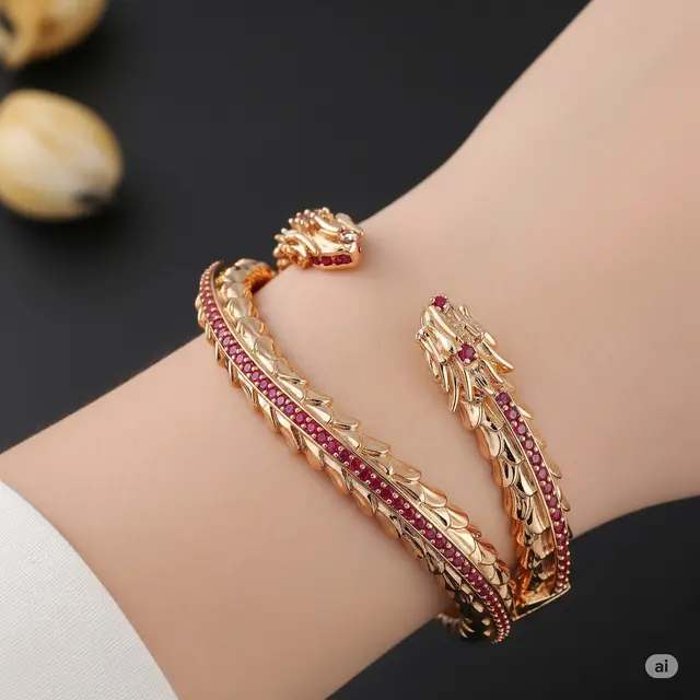 Model Gelang Emas Sisik Naga Terbaru. Foto: Gemini