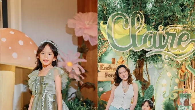 Pesona Manis Claire Herbowo, Putri Shandy Aulia, Jadi Putri Hutan Rayakan Ulang Tahun ke-6, Pakai Gaun Rancangan Desainer Ternama