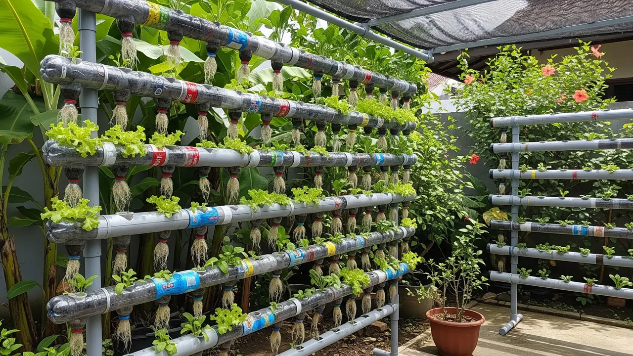 Cara Membuat Menara Hidroponik dari Botol Bekas dan Pipa PVC
