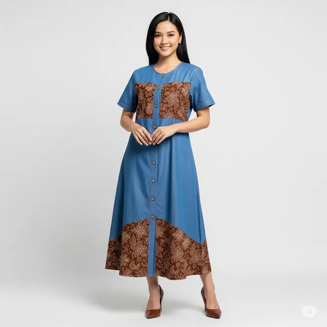 Model Dress Batik Elegan Kombinasi Terbaru.