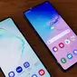 Tampak depan Galaxy S10 Lite dan Galaxy Note 10 Lite. (Liputan6.com/ Andina Librianty)