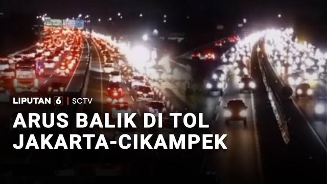 Ada ribuan kendaraan pemudik yang mulai kembali ke Jakarta dan sekitarnya. Dipadati ribuan kendaraan, petugas memberlakukan rekayasa lalu lintas "Contraflow" di ruas tol Jakarta - Cikampek.