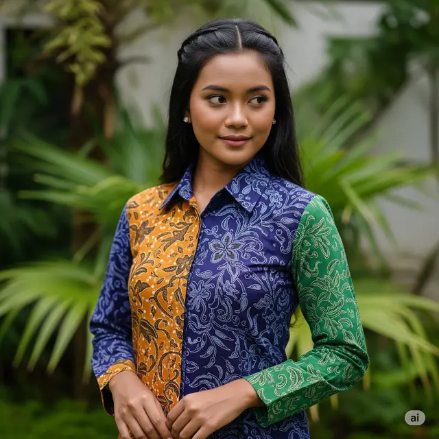 Model Baju Batik Wanita Lengan Panjang. Foto: Gemini