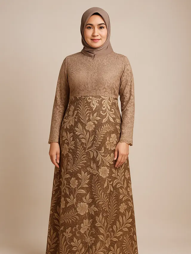 7 Model Gamis Batik Kombinasi untuk Wanita Usia 40-an,Tampil Elegan dan Kekinian