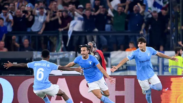 Selebrasi pemain Lazio saat menghajar Inter Milan di Liga Italia