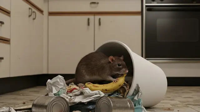 Tikus berkeliaran di sampah dapur (Gemini AI)