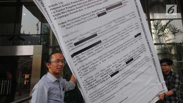 Bawa Surat Raksasa, Aktivis ICW Desak KPK Usut Capim KPK Firli Bahuri