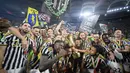 Gol kemenangan Juventus tercipta saat laga baru berjalan empat menit lewat aksi Dusan Vlahovic. (Filippo MONTEFORTE/AFP)