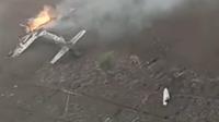 Pesawat milik TNI AU jatuh di kawasan Desa Keduwung, Kecamatan Puspo, Pasuruan. (Liputan6.com/ Dok Ist)