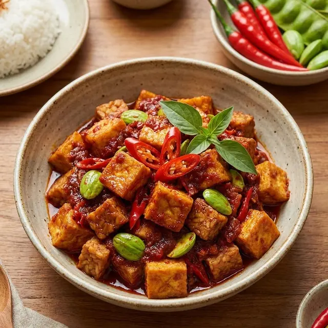 Sajian sambal goreng tahu tempe petai (Gemini AI)
