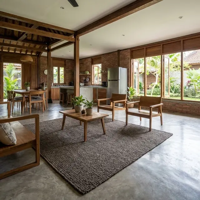 Ruang Tamu Rumah Kampung Tanpa Sekat