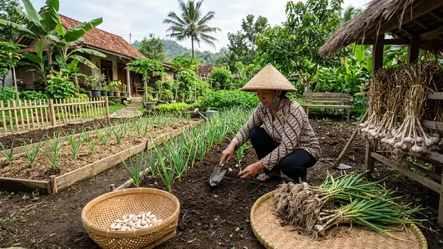 cara menanam bawang putih hingga panen (AI generated)
