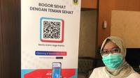 Bupati Bogor Hj Ade Yasin saat peluncuran aplikasi Teman Sehat.