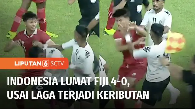 Tim Indonesia U-20 berhasil melumat Fiji empat gol tanpa balas, dalam laga perdana turnamen mini, di Stadion Gelora Bung Karno Jakarta. Pada laga ini wasit mengeluarkan empat kartu merah.