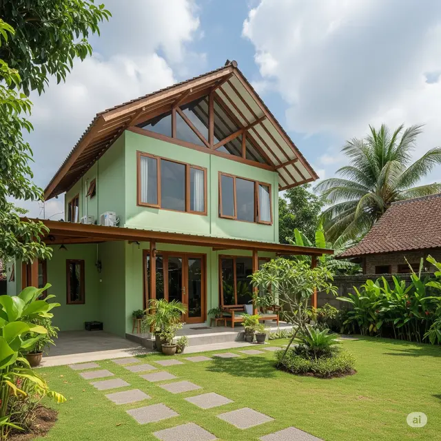 Gambar Rumah Sederhana di Kampung 2 Lantai. Foto: Gemini
