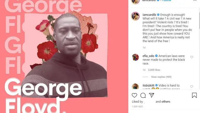 Unggahan Cardi B atas kematian George Floyd. (Instagram/ iamcardib)
