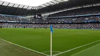 Markas Manchester City, Etihad Stadium, Manchester. City merupakan satu-satunya tim yang membukukan rekor selalu menang, hingga pekan ketiga Premier League 2015-2016. (Premier League)
