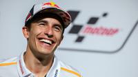 Pembalap Repsol Honda, Marc Marquez terus-terusan mengalami insiden di MotoGP yang merupakan sirkuit favoritnya (AFP)