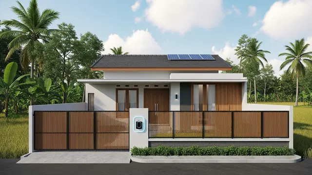 Desain Rumah Kecil Tapi Luas dengan Pagar Aluminium Motif Kayu/Ilustrasi gambar AI