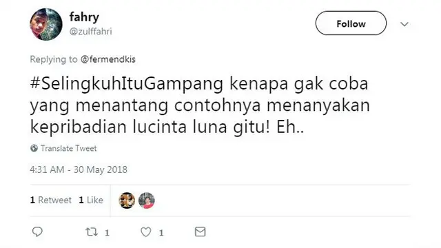 Netizen Twitter pun tidak mau kalah dengan fenomena pelakor dan perselingkuhan yang hangat ini, mereka juga ikut membuat lelucon.