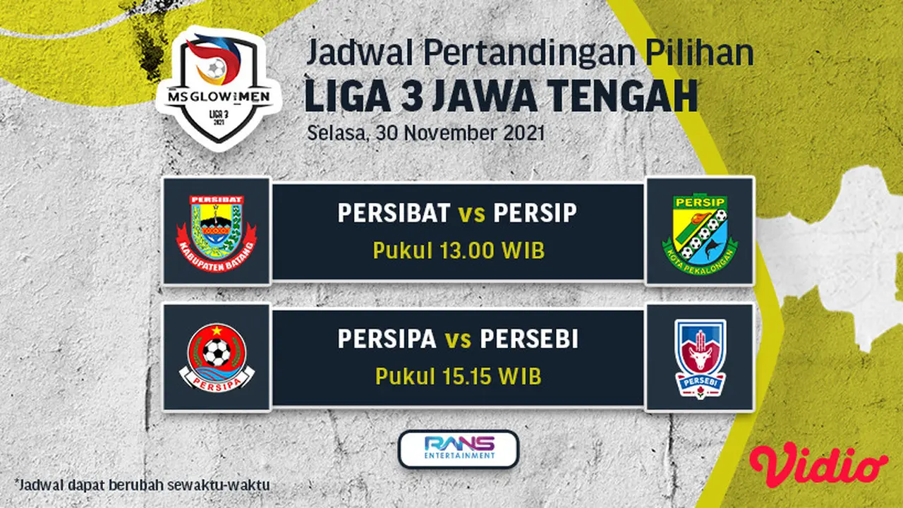 Link Live Streaming Liga 3 Jateng 2021 di Vidio Hari Ini, Selasa 30 November 2021