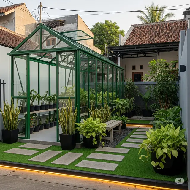 Taman Mini dengan Rumput Sintetis