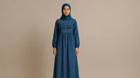 Gamis Empire Waist yang Cocok untuk Menyamarkan Perut (Foto: Rizka Nur Laily via ChatGPT)