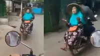 Cara Emak-Emak Dibonceng Ini Bikin Warganet Pacu Adrenalin