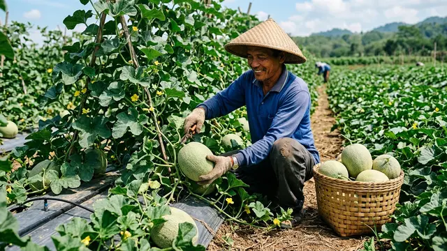 Ilustrasi cara merawat tanaman melon