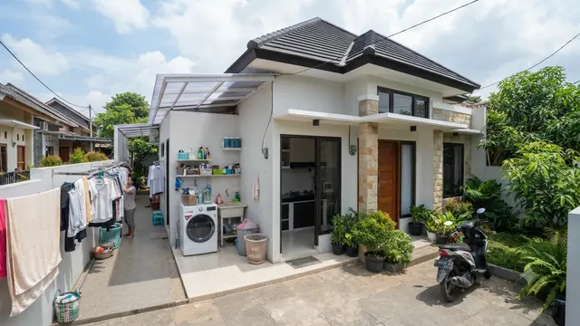 Model Rumah yang Tetap Nyaman Tanpa Halaman Belakang, Tetap Adem dan Space-Saving Model Menyatu di Samping Bangunan