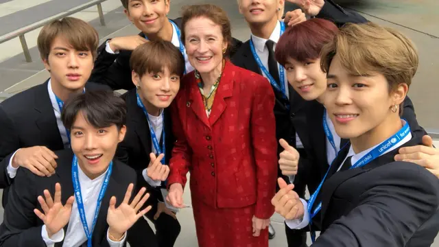 BTS dan Direktur Eksekutif UNICEF Henrietta Fore (Twitter/ UNICEF)