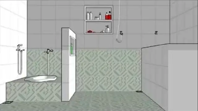 Desain Kamar Mandi Minimalis Kloset Jongkok Shower dengan Sekat